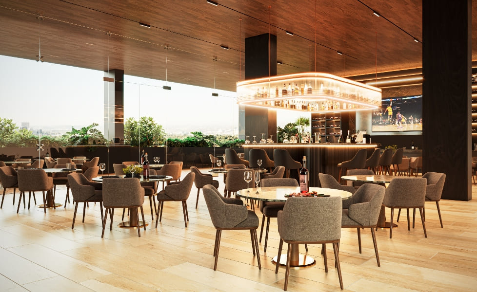 a restaurant with tables and chairs